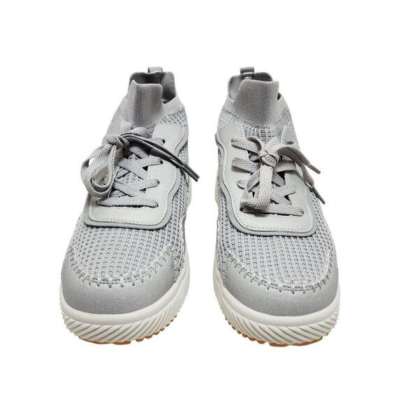 Knitted Womens Gray High-Top Sneakers With Lace-Up Closure Size 7.5 - Picture 8 of 12